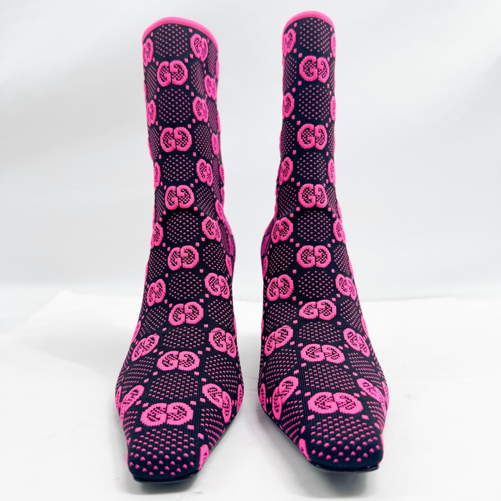 GUCCI Technical Jersey Knit GG Monogram Square G 75mm Ankle Boots🔥🔥🔥👀👀😳 - Picture 4 of 15